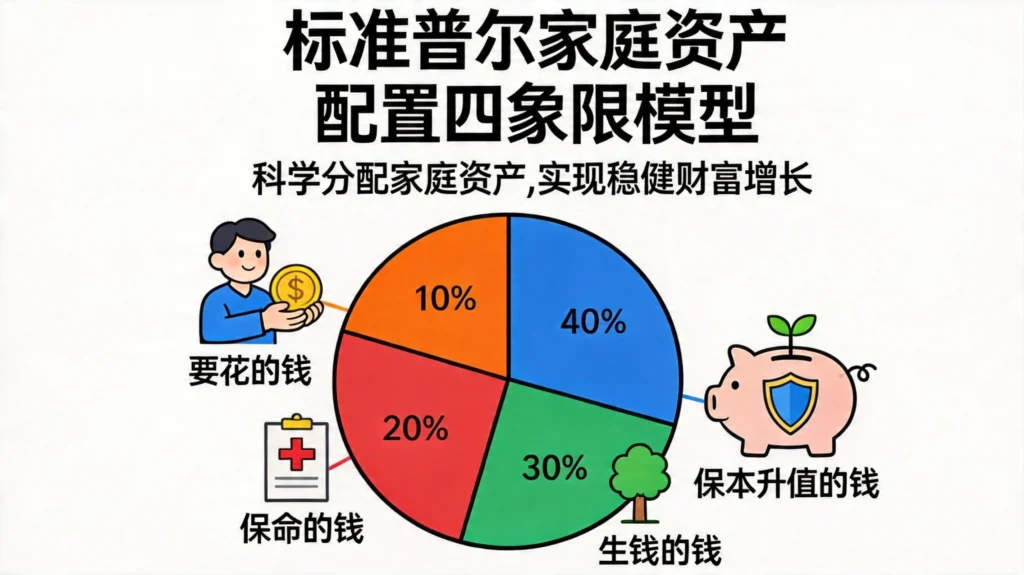 标准普尔家庭资产配置四象限模型饼图