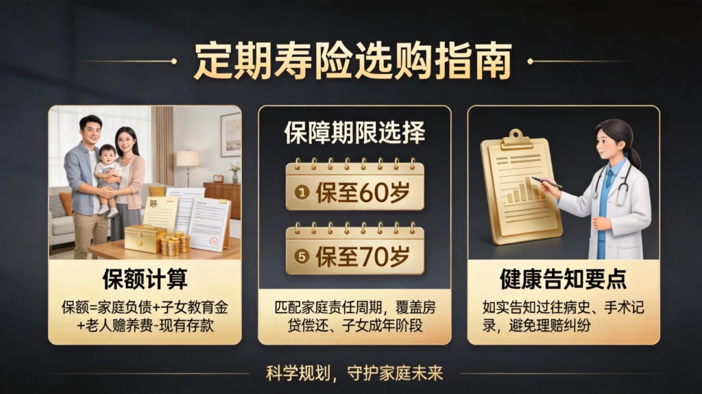 定期寿险选购完整指南,涵盖保额计算与家庭保障配置要点