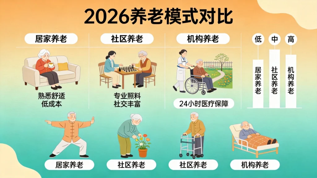 三种养老模式对比分析,居家养老社区养老与机构养老按人生阶段灵活选择