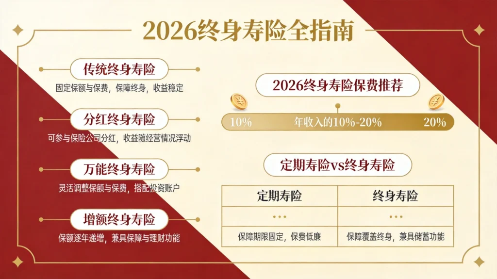 终身寿险四大类型对比分析,传统型分红型万能型增额型特点与定期寿险差异一览